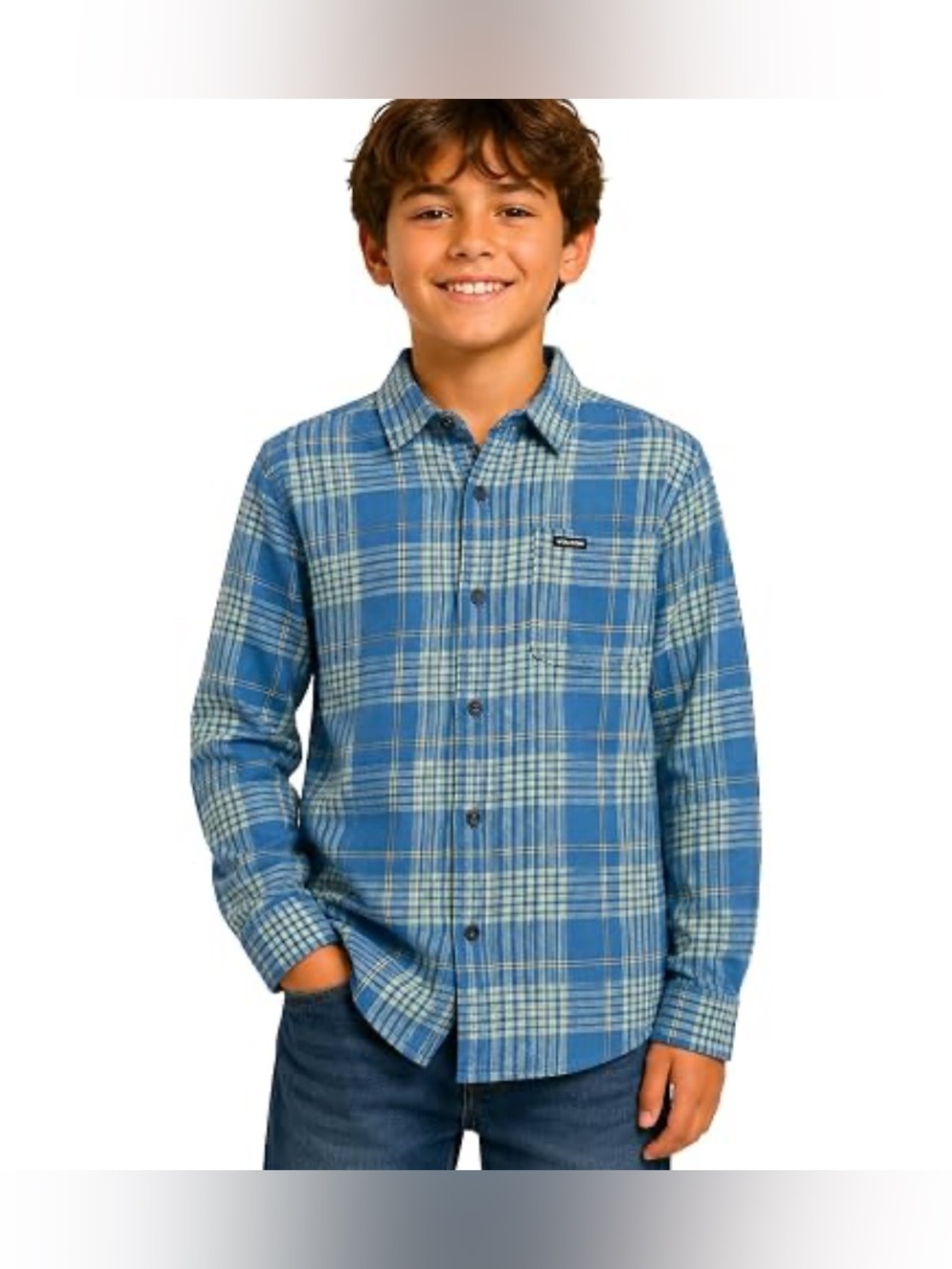 Boy’s Volcom Multicolored Long Sleeve Flannel Button Down Shirt Size 8 Cotton